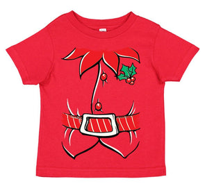 Free Shipping Elf Shirt Poinsettia Holly Belt Christmas Holiday Party Family Youth Toddler Girl Boy Kids T-Shirt