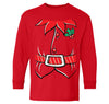 Free Shipping Elf Shirt Poinsettia Holly Belt Christmas Holiday Party Family Youth Toddler Girl Boy Kids Long Sleeve T-Shirt