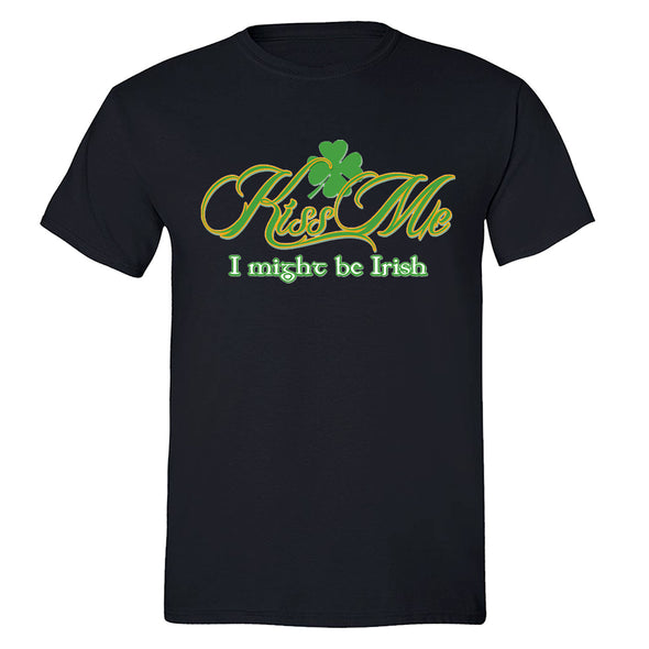 Free Shipping Mens St. Patrick's Day Saint Paddy Drunk Shirt Kiss Me I Might Be Irish Shamrock Clover Irish Crewneck T-Shirt