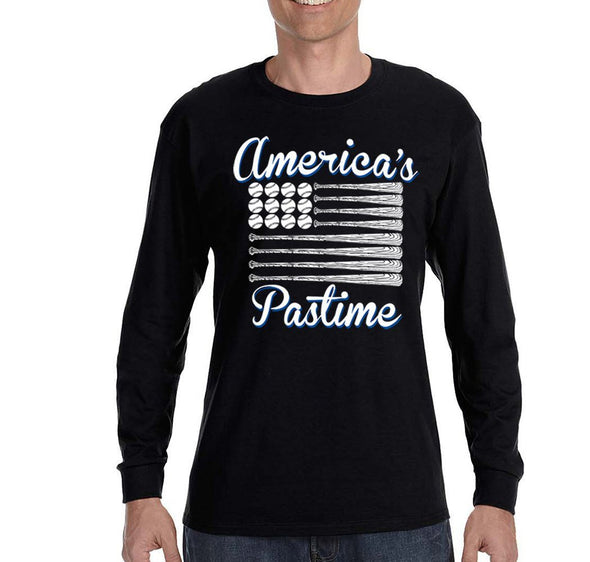 Free Shipping Mens Baseball America's Pastime USA Flag Sports Fan Lover Gift Team Home Run Diamond Game Day Winter Long Sleeve T-Shirt