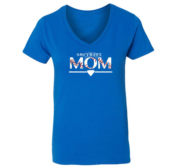 Free Shipping Mens Softball Mom Baseball Diamond Field Gift Mother Game Day Sports Lover Team School Fan Home Run V-Neck T-Shirt