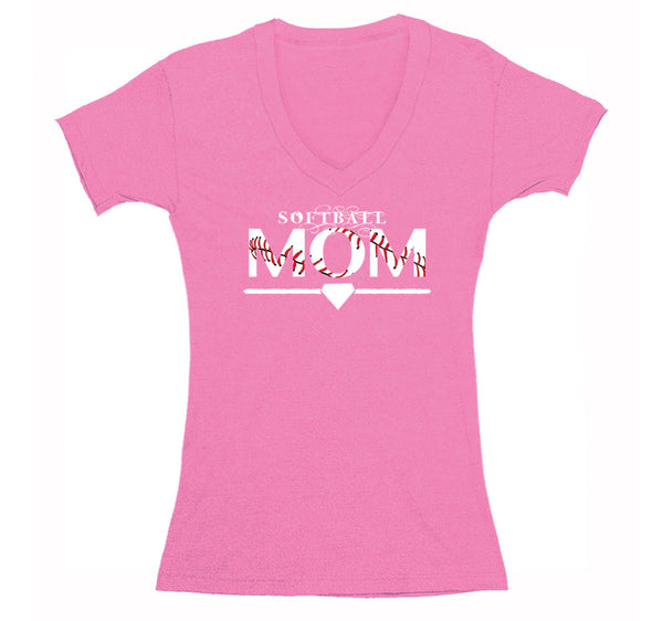 Free Shipping Mens Softball Mom Baseball Diamond Field Gift Mother Game Day Sports Lover Team School Fan Home Run V-Neck T-Shirt