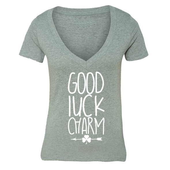 Free Shipping Womens St. Patrick's Day Saint Paddy Drunk shirt Good Luck Charm Shamrock Clover Irish Women V-Neck T-Shirt