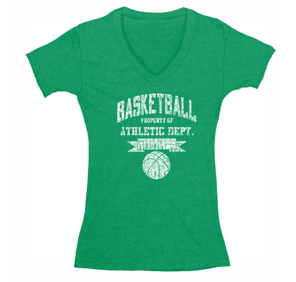 Free Shipping Womens Basketball Property of Athletic Dept.  Sports Fan Play Game Day Team Gift Slam Dunk Score Hoop Court V-Neck T-Shirt