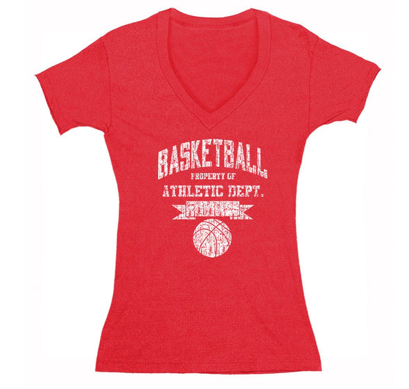 Free Shipping Womens Basketball Property of Athletic Dept.  Sports Fan Play Game Day Team Gift Slam Dunk Score Hoop Court V-Neck T-Shirt