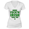Free Shipping Womens St. Patrick's Day Saint Paddy Drunk shirt More Fecken Irish Than You Shamrock Clover Irish Women V-Neck T-Shirt