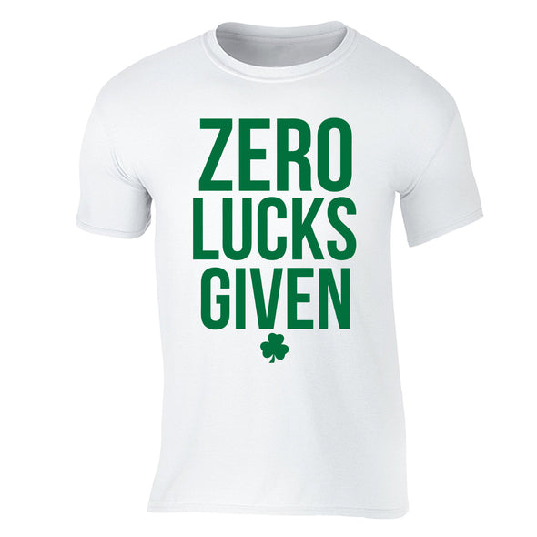 Free Shipping Mens St. Patrick's Day Saint Paddy Drunk shirt Zero Lucks Given Shamrock Clover Irish Crewneck T-Shirt