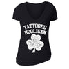 Free Shipping Womens St. Patrick's Day Saint Paddy Drunk shirt Tattooed Hooligan Shamrock Clover Irish Women V-Neck T-Shirt