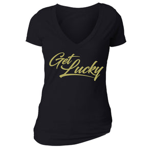 Free Shipping Womens St. Patrick's Day Saint Paddy Drunk shirt Get Lucky Shamrock Clover Irish Women Short Sleeve V-Neck T-Shirt
