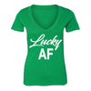 Free Shipping Womens St. Patrick's Day Saint Paddy Drunk shirt Lucky AF Shamrock Clover Irish Women Short Sleeve V-Neck T-Shirt