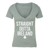 Free Shipping Womens St. Patrick's Day Saint Paddy Drunk shirt Straight Outta Ireland Shamrock Clover Irish Women V-Neck T-Shirt