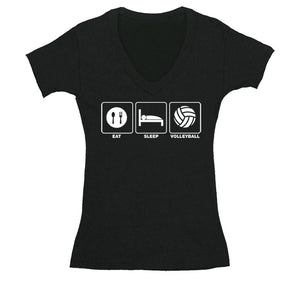 Free Shipping Womens Eat Sleep Volleyball Sports Fan Player Lover Beach Coach Team Gift Mom Wife GIrlfriend V-Neck T-Shirt