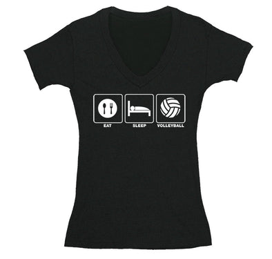 Free Shipping Womens Eat Sleep Volleyball Sports Fan Player Lover Beach Coach Team Gift Mom Wife GIrlfriend V-Neck T-Shirt