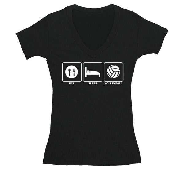 Free Shipping Womens Eat Sleep Volleyball Sports Fan Player Lover Beach Coach Team Gift Mom Wife GIrlfriend V-Neck T-Shirt
