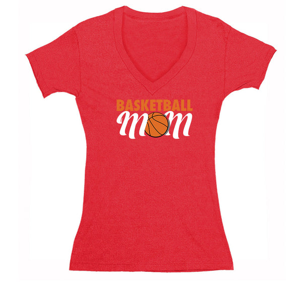 Free Shipping Womens Basketball Mom Sports Fan Play Game Day Team Coach Gift Slam Dunk Score Hoop Court V-Neck T-Shirt