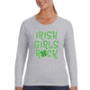 Free Shipping Womens St. Patrick's Day Saint Paddy Drunk shirt Irish Girls Rock Shamrock Clover Irish Women Longsleeve T-Shirt