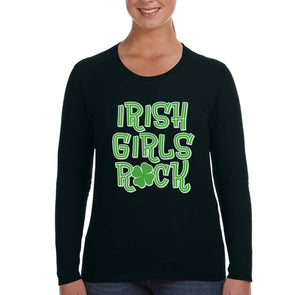 Free Shipping Womens St. Patrick's Day Saint Paddy Drunk shirt Irish Girls Rock Shamrock Clover Irish Women Long Sleeve T-Shirt