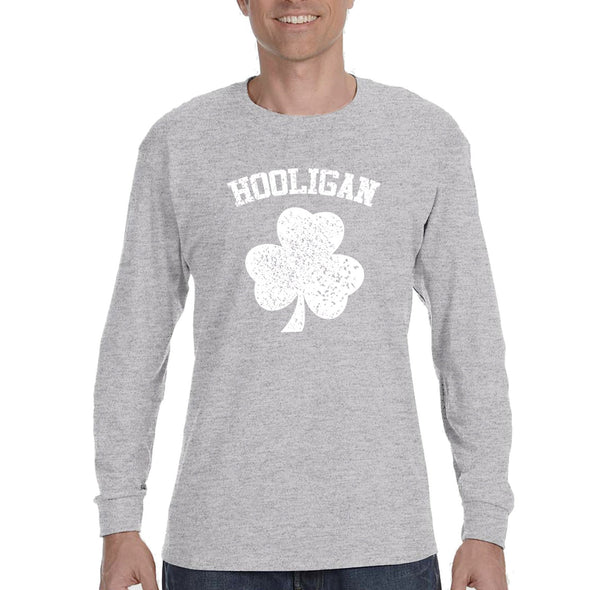 Free Shipping Mens St. Patrick's Day Saint Paddy Drunk shirt Shamrock Clover Hooligan Irish Mens Long Sleeve T-Shirt