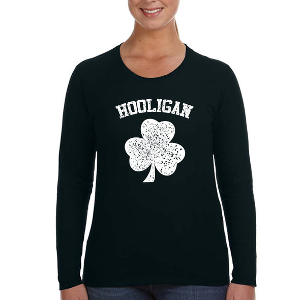 Free Shipping Womens St. Patrick's Day Saint Paddy Drunk shirt Lucky Charm Shamrock Hooligan Clover Irish Womens Longsleeve T-Shirt
