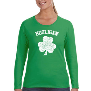 Free Shipping Womens St. Patrick's Day Saint Paddy Drunk shirt Lucky Charm Shamrock Hooligan Clover Irish Womens Long Sleeve T-Shirt