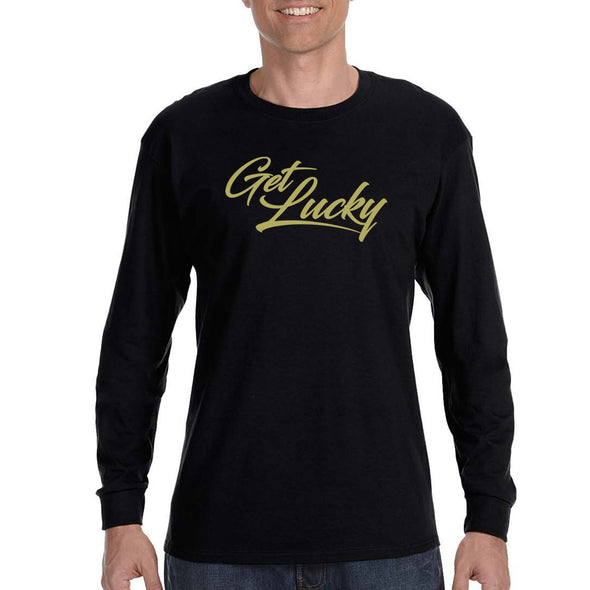 Free Shipping Mens St. Patrick's Day Saint Paddy Drunk Get Lucky Shamrock Clover Irish Mens Long Sleeve T-Shirt