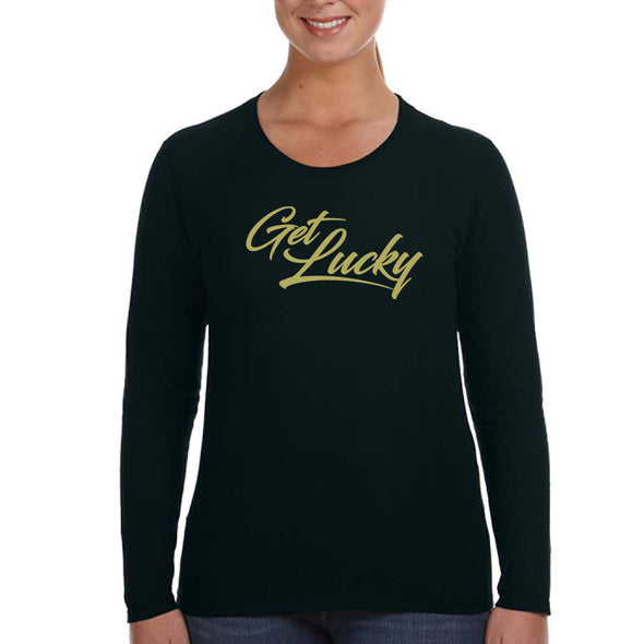 Free Shipping Womens St. Patrick's Day Saint Paddy Drunk shirt Lucky Charm Shamrock Get Lucky Clover Irish Womens Longsleeve T-Shirt