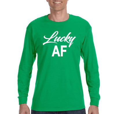 Free Shipping Mens St. Patrick's Day Saint Paddy Drunk Lucky AF Shamrock Clover Irish Mens Long Sleeve T-Shirt