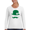 Free Shipping Women's St. Patrick's Day Saint Paddy Drunk shirt Hat Moustache Shamrock Clover Irish Irish Longsleeve T-Shirt