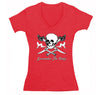 Free Shipping Womens Surrender The Booty Pinup Girl  Pirate Skull Crossbones Swords Jolly Roger Ship Treasure Gaspar Gift V-Neck T-Shirt