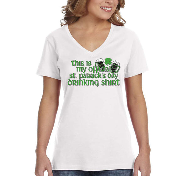 Free Shipping Womens My Official St. Patrick's Day Drinking Shamrock Clover Irish Green Beer Party Funny V-Neck T-Shirt