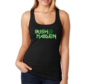 Free Shipping Women's Irish Maiden St. Patrick's Day Clover Beer Drinking Celtic Party Funny Shamrock Shenanigans Racer-Back Tank-Top