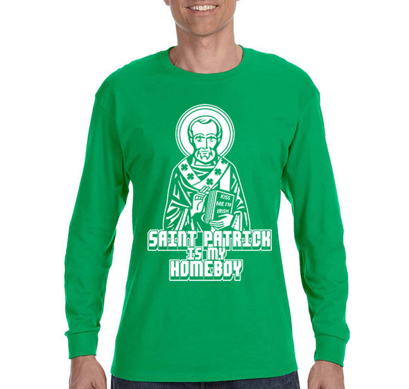 Free Shipping Men's Saint Patrick My Homeboy Funny Drinking Green Shamrock Beer Party Shenanigans Irish Patricks Clover Long Sleeve T-Shirt