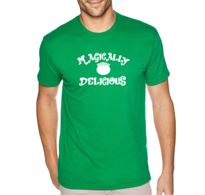 Free Shipping Men's Magically Delicious St. Patrick's Day Leprechaun Funny Party Irish Shamrock Clover Pot Gold Crewneck T-Shirt