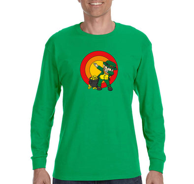 Free Shipping Men's Dab Leprechaun Dabbing Clover Shamrock Party Funny Shenanigans Whiskey Drink Irish St. Patrick's Day Long Sleeve T-Shirt