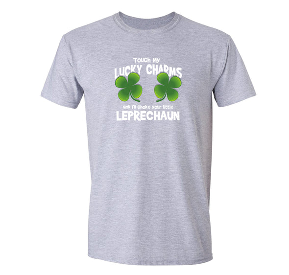 Free Shipping Men's Touch My Lucky Charms Choke Your Leprechauns Funny Shenanigans Clover Shamrock Irish Beer St. Patrick's Day T-Shirt