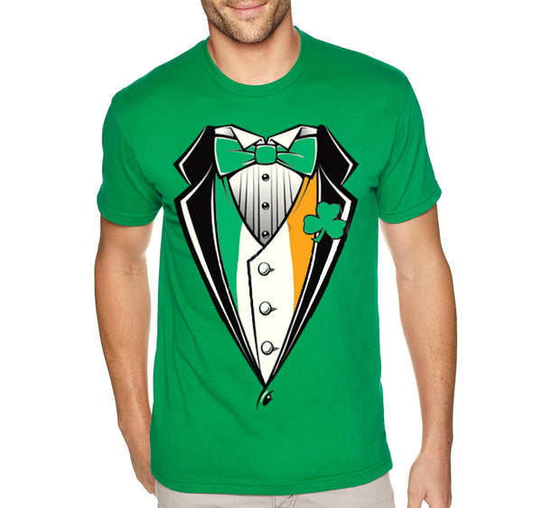 Free Shipping Men's Irish Tuxedo Leprechaun Funny Beer Funny Clover Shamrock Whiskey Funny Shenanigans St. Patrick's Day T-Shirt