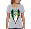 Free Shipping Women's Irish Tuxedo Leprechaun Funny Beer Clover Shamrock Whiskey Party Funny Shenanigans St. Patrick's Day V-Neck T-Shirt