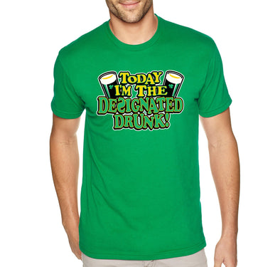 Free Shipping Men's Designated Drunk Irish Funny Party Whiskey Beer St. Patrick's Day T-Shirt