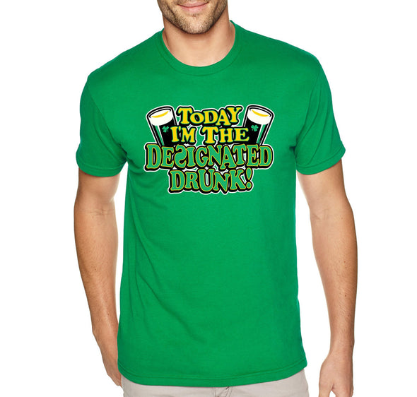 Free Shipping Men's Designated Drunk Irish Funny Party Whiskey Beer St. Patrick's Day T-Shirt