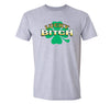 Free Shipping Men's Lucky Bitch Shamrock Leprechaun Pub Bar Beer Whiskey Funny Party Clover Shenanigans Irish St. Patrick's Day T-Shirt