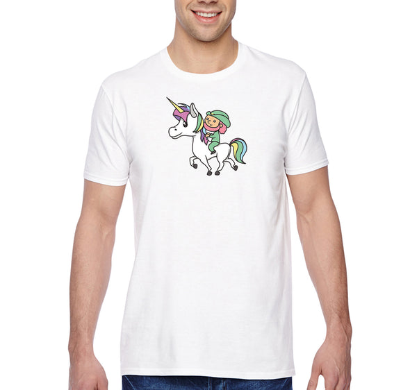 Free Shipping Men's Leprechaun Riding Unicorn Clover Shamrock Party Funny Shenanigans Whiskey Drinking Irish Beer St. Patrick's Day T-Shirt