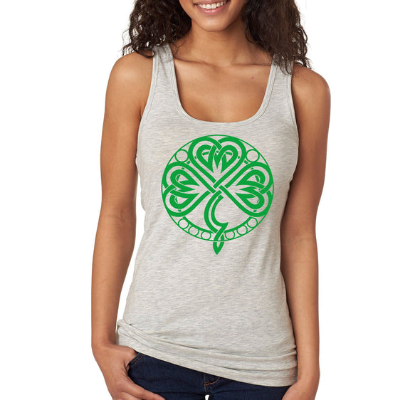 Free Shipping Women's Celtic Knot St. Patrick's Day Irish Ireland Clover Shamrock Drinking Party Funny Beer Pub Bar Racer-Back Tank-Top