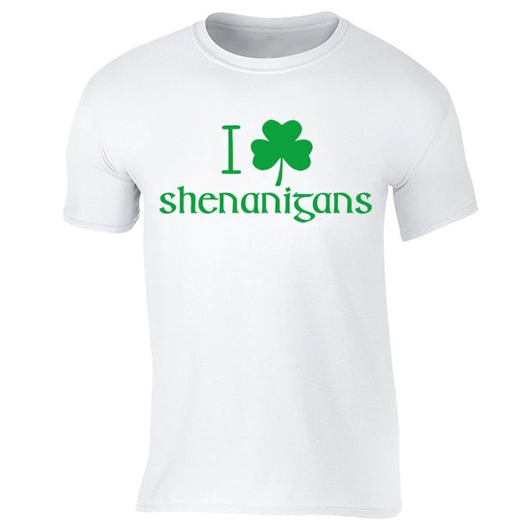 Free Shipping Mens St. Patrick's Day Saint Paddy Drunk shirt I Love Shenanigans Shamrock Clover Irish Crewneck T-Shirt