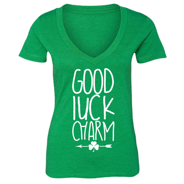 Free Shipping Womens St. Patrick's Day Saint Paddy Drunk shirt Good Luck Charm Shamrock Clover Irish Women Short Sleeve V-Neck T-Shirt