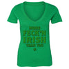 Free Shipping Womens St. Patrick's Day Saint Paddy Drunk shirt More Fecken Irish Than You Shamrock Clover Irish Women V-Neck T-Shirt