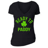 Free Shipping Womens St. Patrick's Day Saint Paddy Drunk shirt Ready to Paddy Shamrock Clover Irish Women Short Sleeve V-Neck T-Shirt