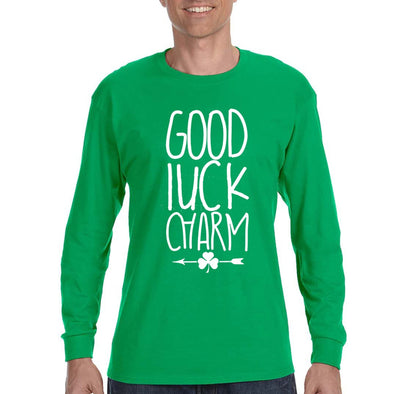 Free Shipping Mens St. Patrick's Day Saint Paddy Drunk shirt Good Luck Charm Shamrock Clover Irish Long Sleeve T-Shirt