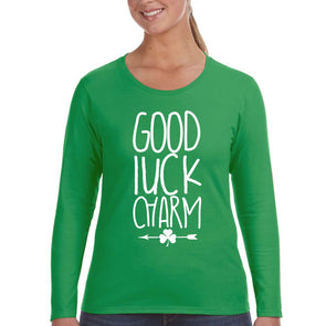 Free Shipping Womens St. Patrick's Day Saint Paddy Drunk shirt Good Luck Charm Shamrock Clover Irish Women Long Sleeve T-Shirt