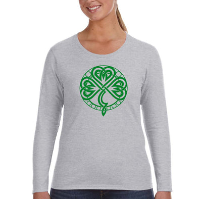 Free Shipping Womens St. Patrick's Day Saint Paddy Drunk shirt Celtic Knot Shamrock Clover Irish Womens Longsleeve T-Shirt