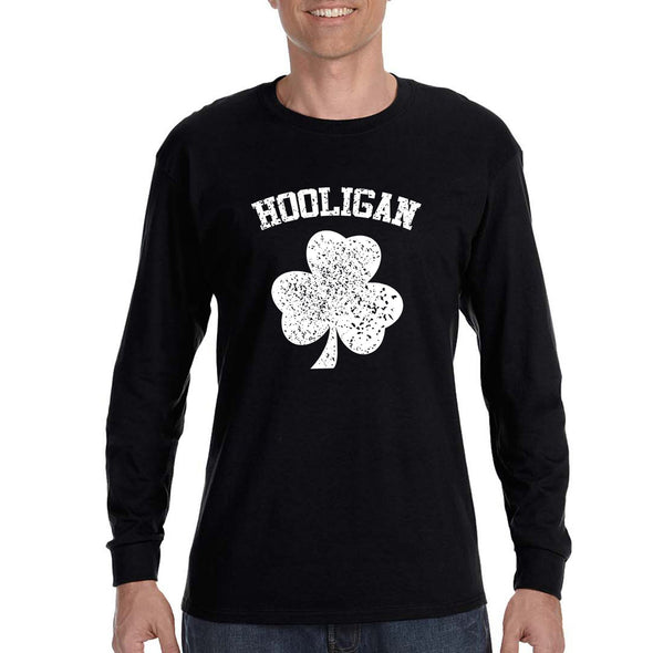 Free Shipping Mens St. Patrick's Day Saint Paddy Drunk shirt Shamrock Clover Hooligan Irish Mens Long Sleeve T-Shirt
